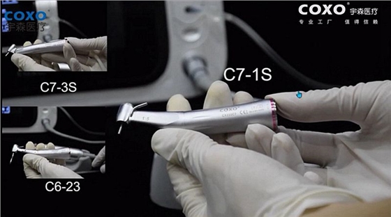 宇森牙科手機(jī)新品推介會(huì)，無(wú)菌拔牙手機(jī)、1:4.2增速反角光纖手機(jī)c7-3s。 科貿(mào)嘉友熱線17791999852