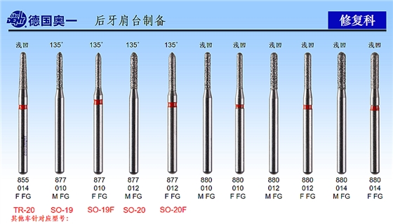 德國(guó)奧一后牙肩臺(tái)制備修復(fù)車(chē)針
