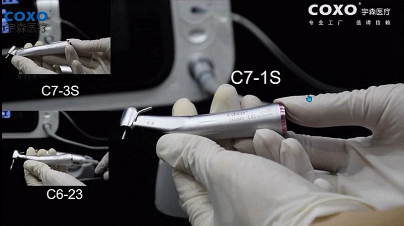 宇森牙科手機新品推介會，無菌拔牙手機、1:4.2增速反角光纖手機c7-3s。 科貿(mào)嘉友熱線17791999852